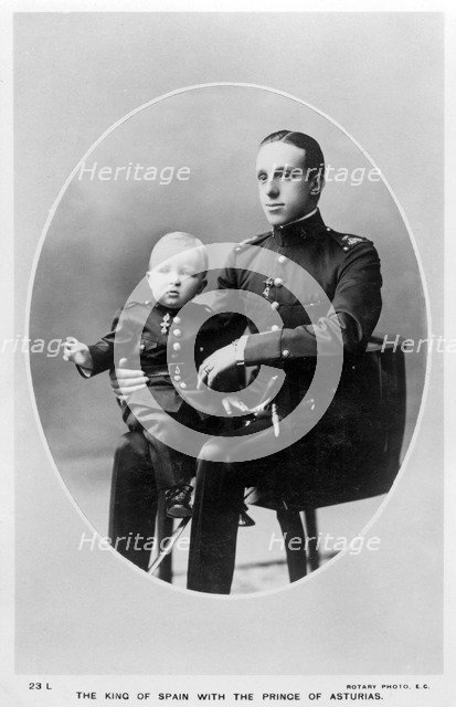 The King of Spain with the Prince of Asturias, c1908-c1909.Artist: Rotary Photo