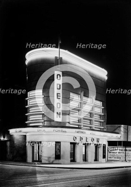 Night view of the Odeon, London Road, Isleworth, London, 1935. Artist: J Maltby