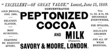 Advertisement for Peptonized Cocoa and Milk, 1890. Creator: Unknown.