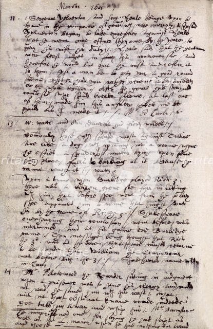 Page from the diary of John Manningham, 1602. Creator: John Manningham.