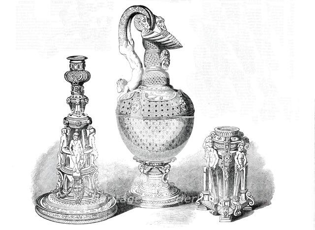 Ware of Henry II. of France - Candlestick, Ewer, Salt-Cellar, 1850. Creator: Unknown.