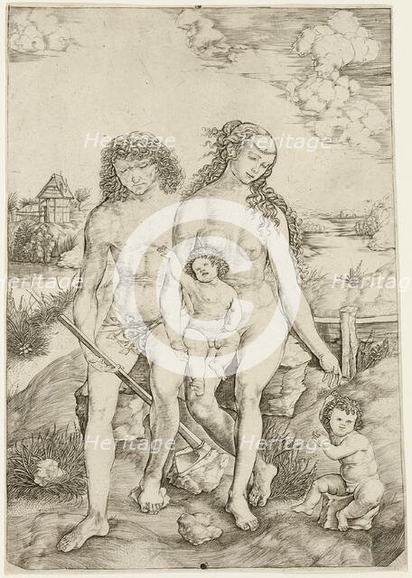 Adam and Eve with the Infants Cain and Abel, c.1500. Creator: Cristofano di Michele Martini.