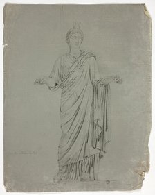 Antique Statue of Standing Goddess with Outstretched Arms, 1774. Creator: John Downman.