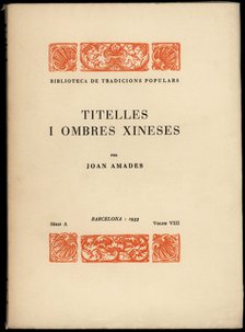 Book cover of 'Titelles i ombres xineses' by Joan Amades, published by the Biblioteca de Tradicio…