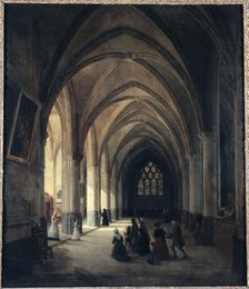Inner view of the Saint-Benoit-le-Bestoune church: southern nave, 1838. Creator: Louis Courtin.