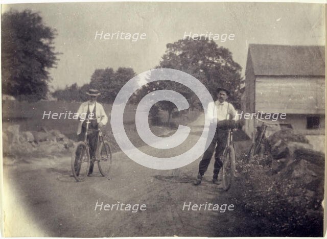 Samuel Murray and Benjamin Eakins on Bicycles, c. 1895-1899. Creator: Thomas Eakins.
