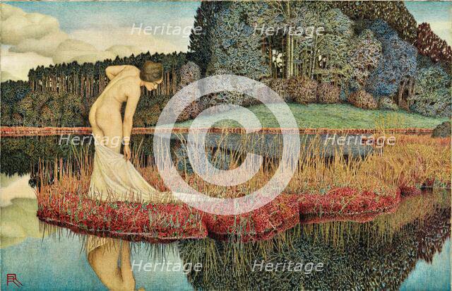 Landscape with a bathing woman, c1910. Creator: Riemerschmid, Rudolf (1873-1953).