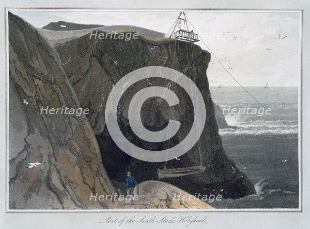 'Part of the South Stack, Holyhead', Anglesey, Wales, 1829. Artist: William Daniell
