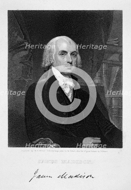 James Madison, 4th President of the the United States of America, (19th century). Artist: William A Wilmer