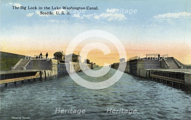 Big Lock, Lake Washington Ship Canal, Seattle, Washington, USA, 1916. Artist: Unknown