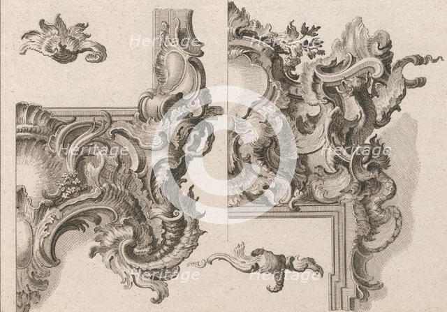 Suggestion for the Decoration of Lower Right and Top Right of an Altar Fram..., Printed ca. 1750-56. Creator: Wolffgang Christoph Mayr.