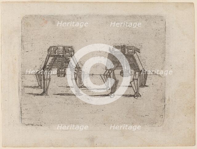 Two Cubic Figures with Their Hands on the Ground, 1624. Creator: Giovanni Battista Bracelli.