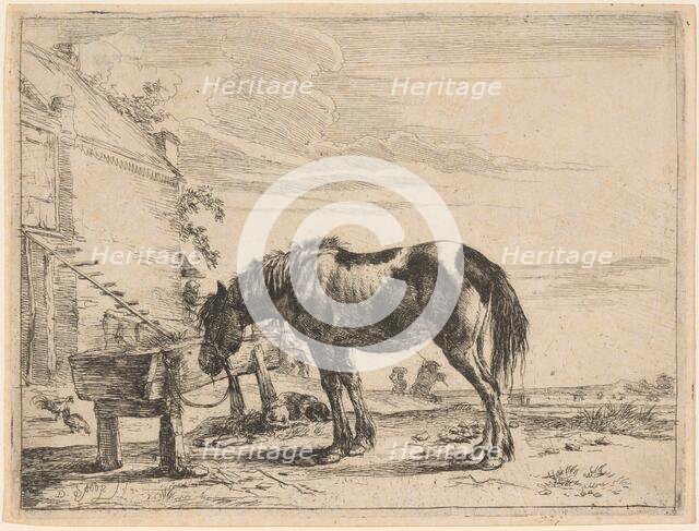 A Horse Bound to a Feeding Trough, 1651. Creator: Dirck Stoop.