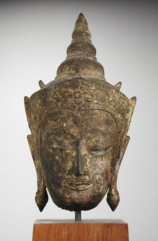 Crowned Buddha Head, 17th century. Creator: Unknown.