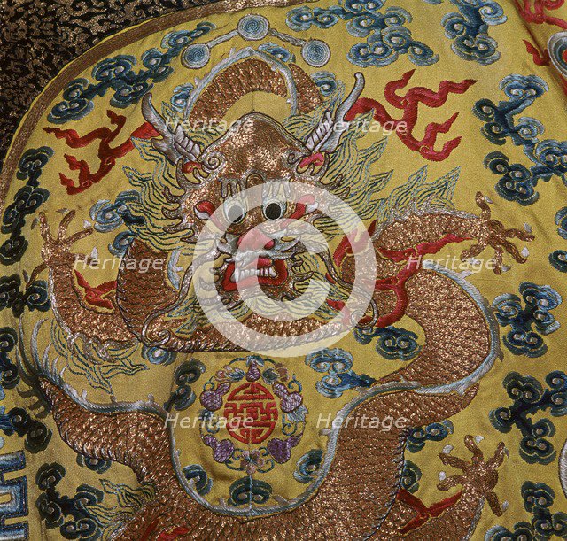 Detail from Chinese Emperor's court robe, 19th century. Artist: Unknown