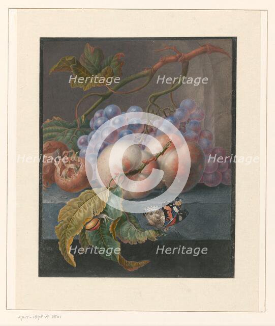 Fruit with a butterfly and a snail, 1677-1726. Creator: Herman Henstenburgh.