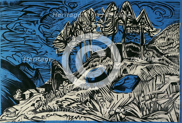 Trees on a Mountain Slope. Artist: Kirchner, Ernst Ludwig (1880-1938)