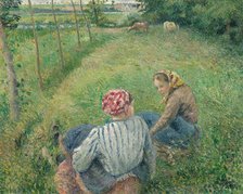Young Peasant Girls Resting in the Fields near Pontoise, 1882. Creator: Camille Pissarro.