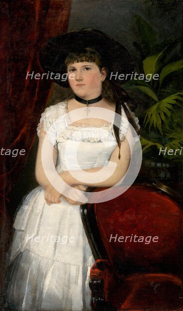 Portrait of a girl in a white dress, 1895. Creator: Ludovít Kubányi.