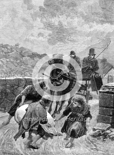 An Irish obstructionist: a sketch on the road, Connemara, 1880. Creator: Unknown.