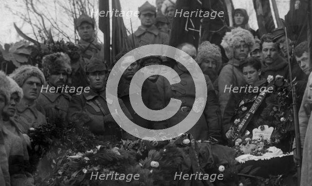 Funeral of V.M. Kruchina; at the cemetery., 1917-1923. Creator: Unknown.