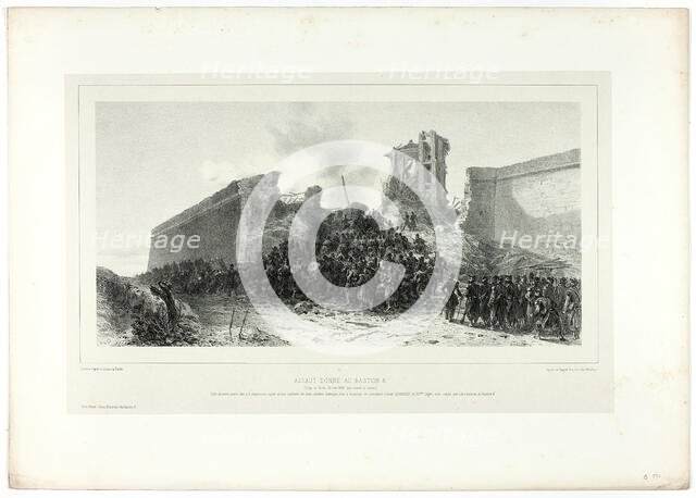 Assault of bastion no.8, from Souvenirs d’Italie: Expédition de Rome, published December, 1860. Creators: Hippolyte Lalaisse, Auguste Bry, Chez Frères Gihaut.