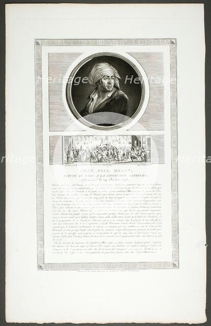 Jean Paul Marat, Paris Deputy to the National Convention, from Tableaux historiques d..., 1798–1804. Creator: Charles Francois Gabriel Levachez.