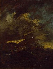Two Vessels in a Storm, 18th century. Artist: Francesco Guardi.