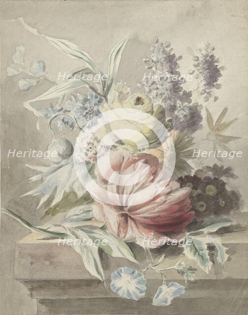 Flowers lying on a plinth, c.1700-c.1800. Creator: Anon.