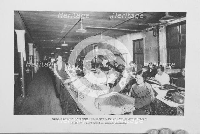 Negro girls and women employed in a lamp-shade factory, 1922. Creator: Unknown.