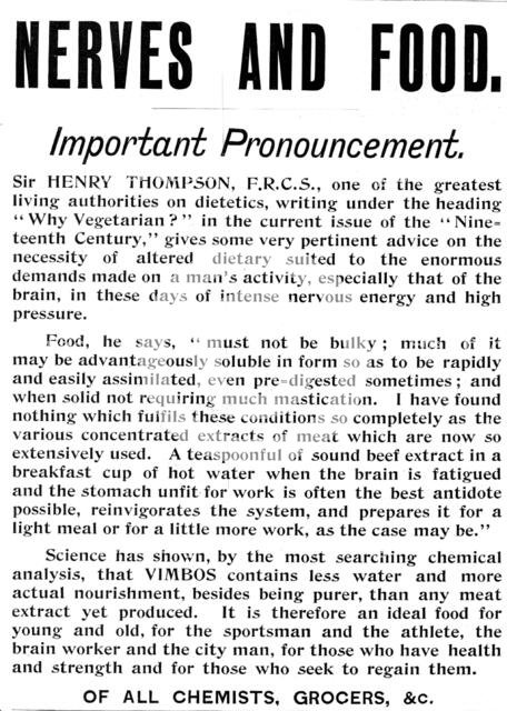 Advertisement for Vimbos, 1898. Creator: Unknown.