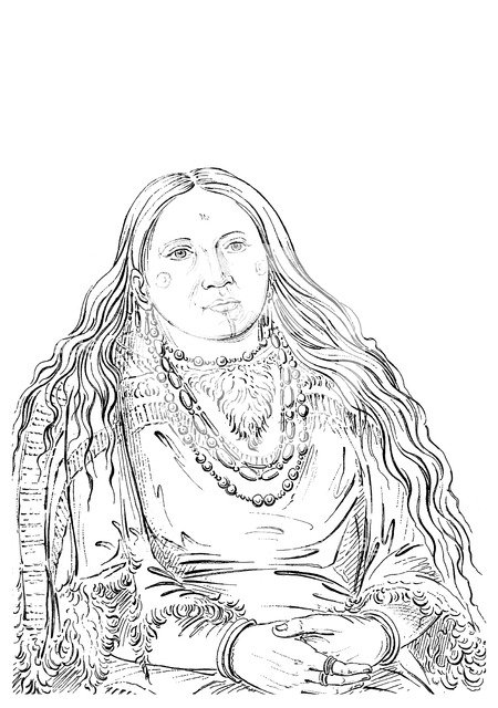 'The Twin', matron of the Riccaree tribe, 1841.Artist: Myers and Co
