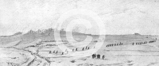 The Battle Seen by a Combatant; The advance of Alpine chasseurs to the right..., 1917. Creator: F Elim.