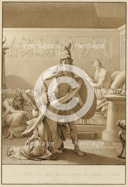 Creusa Pleads with Aeneas as He Leaves for War, 1803. Creator: Jean-Michel Moreau.