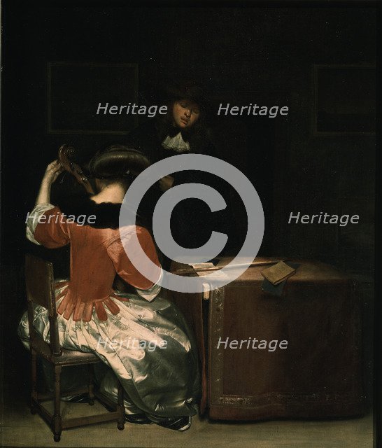 The Music Lesson. Artist: Ter Borch, Gerard, (Circle of)  