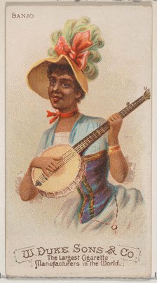 Banjo, from the Musical Instruments series (N82) for Duke brand cigarettes, 1888., 1888. Creator: Schumacher & Ettlinger.