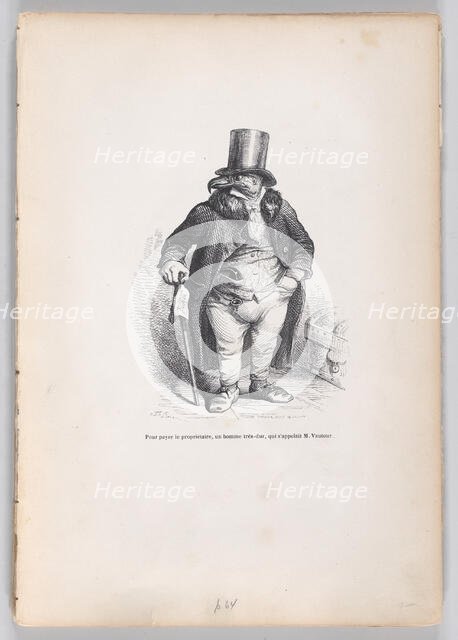 To pay the landlord, a very harsh man, whose name was M. Vautour from Scenes from t..., ca. 1837-47. Creator: Andrew Best Leloir.
