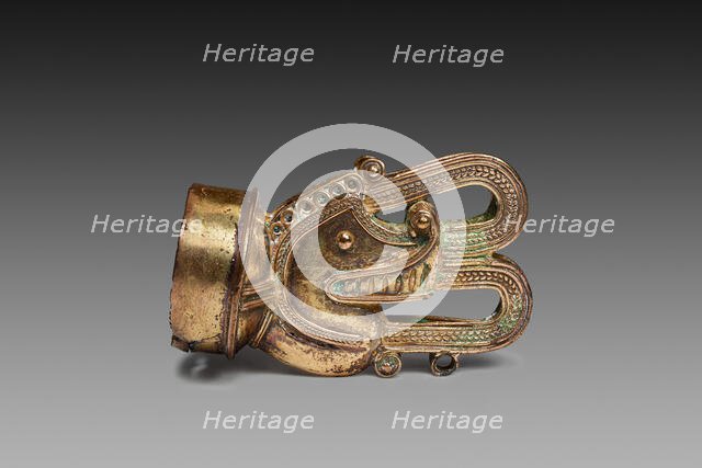 Labret in the Form of a Saurian Head with Bifurcated Volute Emerging from Mouth, A.D. 1000/1500. Creator: Unknown.