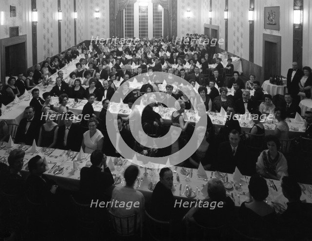 Guests seated before dinner at a social evening in central Doncaster, South Yorkshire, 1963. Artist: Michael Walters