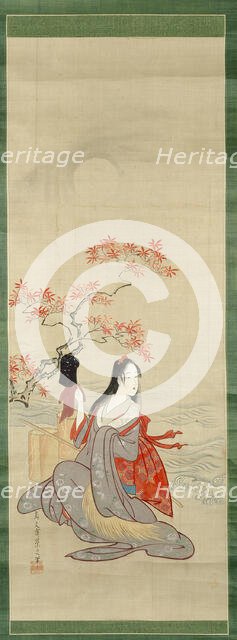 The Salt Maidens, Murasame with Yukihira's Hat, Edo period, c. 1800. Creator: Hosoda Eishi.