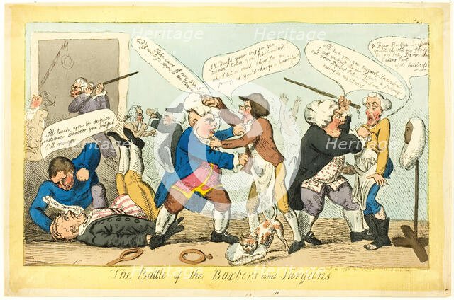 Battle of Barbers and Surgeons, published August 14, 1797. Creator: Isaac Cruikshank.