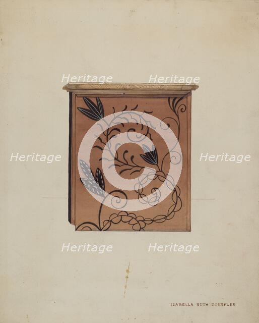 Side View of Guilford Painted Chest, c. 1936. Creator: Isabella Ruth Doerfler.