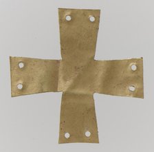 Gold Appliqué in the Form of a Cross, Langobardic, ca. 600. Creator: Unknown.