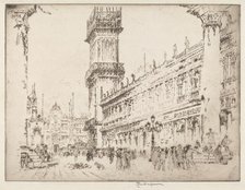Rebuilding the Campanile, Venice, No.II, 1911. Creator: Joseph Pennell.