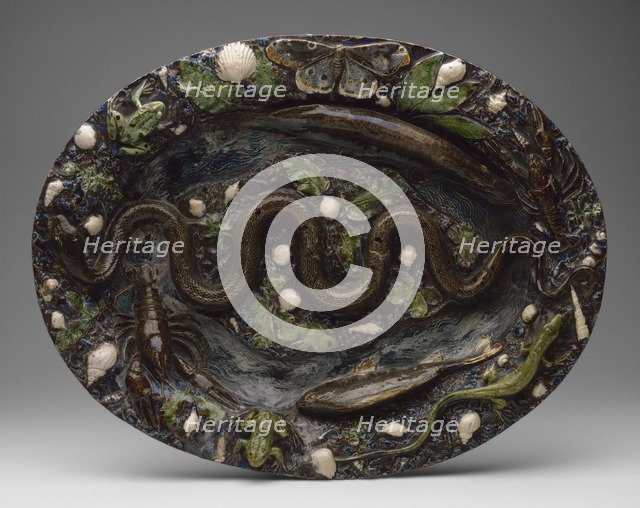 Rustic Ware: Dish with Animal and Plant Ornaments, Second half of the16th cen. Artist: Palissy, Bernard (1510-1589/90)