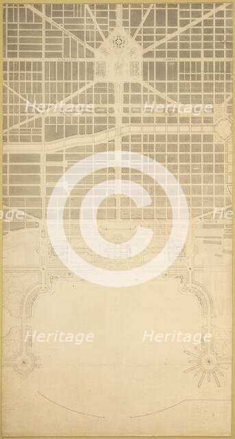 Plate 129 from The Plan of Chicago, 1909: Chicago. The Business Center of the City, Within the... Creator: Daniel Burnham.