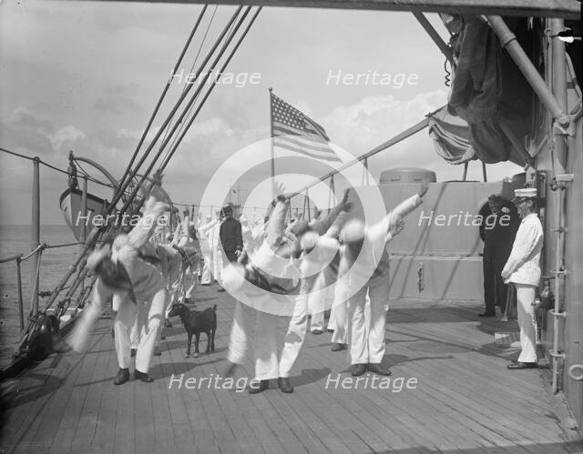 U.S.S. New York, morning exercise, between 1893 and 1901. Creator: William H. Jackson.