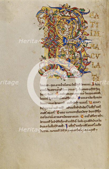 Inhabited Initial B; Breviary, 1153. Creator: Unknown.