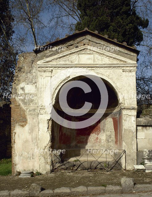 Tomb with pictorial remains in the Via Sepulchre, Pompeii, Italy, 2002. Creator: LTL.