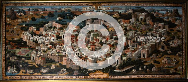 Panoramic view of Palestine with Jerusalem City, 1833. Artist: Anonymous  